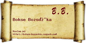 Bokse Bozsóka névjegykártya